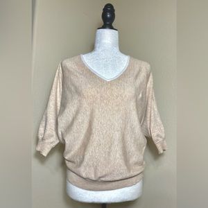 Top Batwing Sleeve Knit versatile  V-Neck  T-Shirt Dolman sleeve